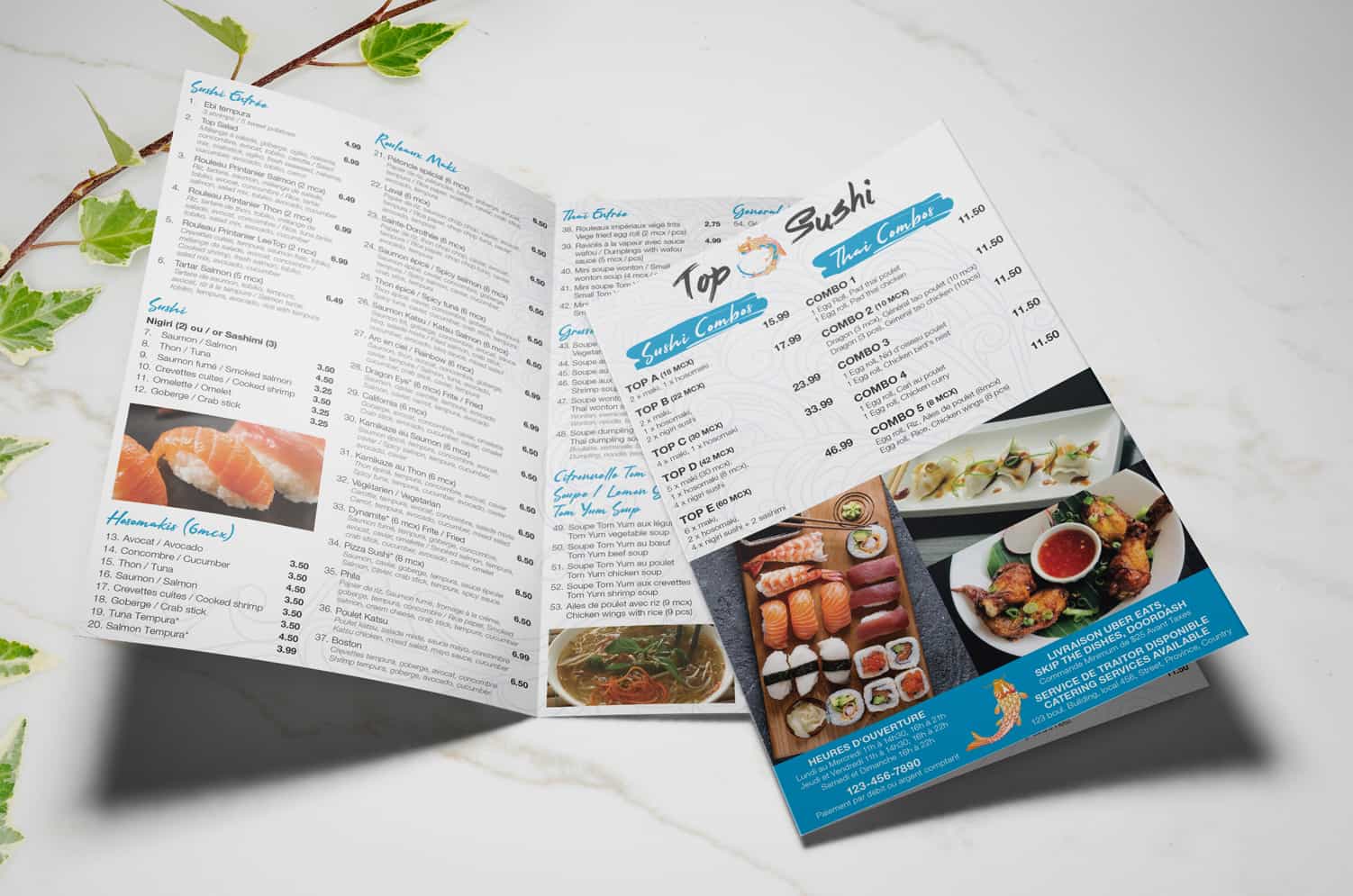 Top Sushi menu design and printing